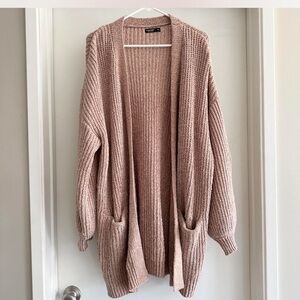 Pink Rose Brand Women's long Cardigan in a brown or tan color